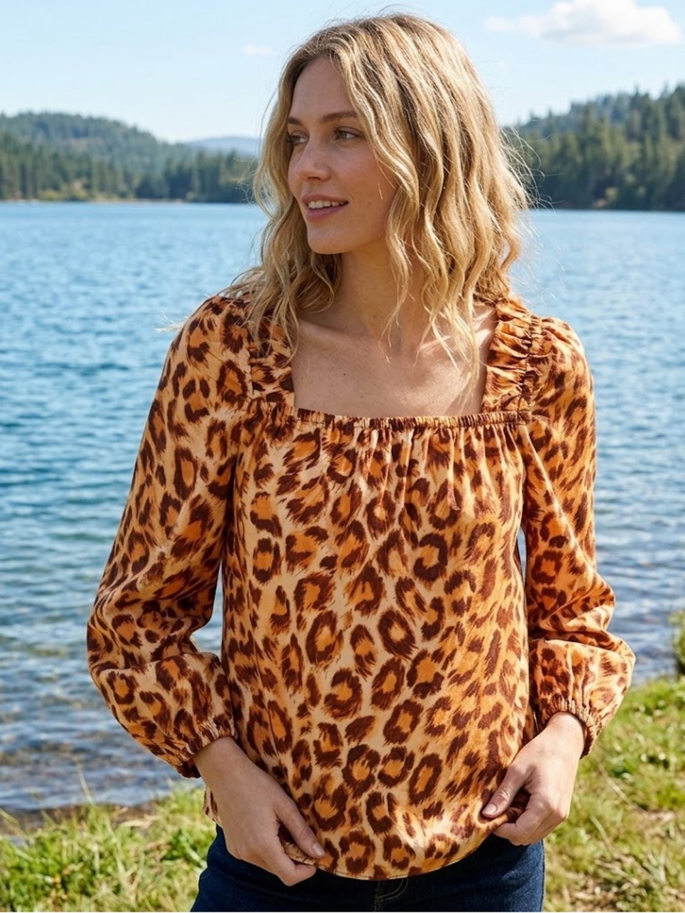 kate spade Leopard Print Off-Shoulder Blouse - Brown & Tan